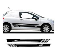 IBLUON 2PCS Car Door Side Skirt Stripes Stickers Vinyl Decals,Fit for Peugeot 207 Sport GTI CC SW RC GT Tuning Accessories