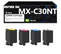 IBOBLIN MX-C30NT Toner Cartridge Replacement for Sharp MX-C30 MX-C30NT MX-C30NTB MX-C30NT-B MX-C301W for MX-C250F C300P C300W C301W C303W C304W C306W C305W Printers (4Packs，Black Cyan Magenta Yellow)