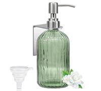 IBOCDWAMA 400 ml Wall Soap Dispenser, Green Soap Dispenser with Wall Mounting, Glass Detergent Dispenser, Kitchen Soap Dispenser, Wall Mounting, No Drilling, Soap Dispenser for Home, Hotel, Restaurant