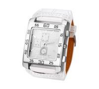 Ibohevo Square Leather Punk Watch: Men White Vintage Analog Quartz Rectangular Big Face Rock Motorcycle Wrist Watches