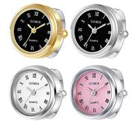 Ibohevo Unisex Finger Ring Watch: Women Men Round Dial 4 Pack Quartz Watch Rings Novelty Ring Watches Set Waterproof Unisex Roman Numerals Finger Watch