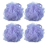 iboodi 60g/pcs Purple Mesh Bath Sponge Shower Pouf Loofahs Shower Puff Pack of 4 (Purple)