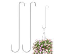 iBorn 12 Inch Extension S Hooks Stainless Steel S Hooks, Heavy Duty S Hook for Hanging Bird Feeders, Flower Basket, Plants, Lanterns, Windchimes, 2 Pack
