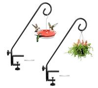 iBorn Deck Hook for Bird Feeder 13 Inch Hummingbird Feeder Hanger for Railing, Heavy Duty Deck Hanger for Planters, Suet Baskets, Lanterns, Wind Chimes, 360 Degree Swivel, Solid Wire, 2 Pack