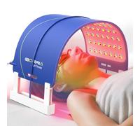 IBORRIA AuraCure LED Red Light Therapy Panel - 490 High Power LEDs, 5 Wavelengths, Versatile for Face and Body, 3 Timer Settings 15/20/30 Min, 3 Intensities, 42.3 x 19.5 cm, 48W (Blue)