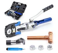 IBOSAD Copper Tube Fittings Hydraulic Pipe Crimping Tool with 1/2'', 3/4'' and 1'' Jaw Copper Pipe Propress Crimpers Pressing Pliers, Suit for Narrow Space (HT-1950-N)