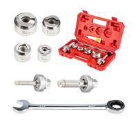 IBOSAD Manual Knockout Hole Punch Driver Kits 1/2",3/4",1",1-1/4" Electrical Conduit Hole Cutter Set KO Tool Kits with Wrench,Punch Dies be Seconday Cutter,Can't Use for Stainless Steel Plate