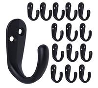 IBosins 15PCS Coat Hooks Wall Mounted Single Prong Robe Hook for Hanging Towel Hooks with 30 Screws for Bags, Hat, Cap, Scarf, Cup (Black)