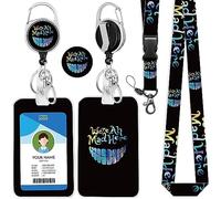 IBOVODI Alice in Wonderland Lanyard and Id Badge Holder with Retractable Clip,Cute Break Away Lanyards for Id Badges & Keys,Halloween Cheshire Cat Card Protector Cover Case for Work Nurse Teacher