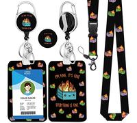 IBOVODI Dumpster Fire Badge Reels Retractable, Funny ID Badge Holder with Detachable Lanyard, Cute Badge Reel Badge Clip for Women Teacher Student Nurse, I'm Fine It`s Fine Everything is Fine