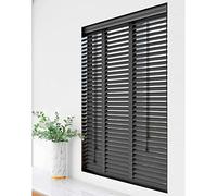 IBOWZ Blackout Blind, Black Wooden Window Blinds, Solid Wood Venetian Blinds With 50mm/2in Slats, Light Filtering Shades, Sunshade Roller Blinds for Windows/doors