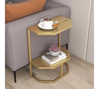 IBOWZ E Shaped Side Table, 2-Tier End Table, Couch Side Tables Modern Design, Sofa Couch Bedside, Small End, Accent Cabinet Night Stand for Small Spaces, Living Room, Bedroom, Balcony Office