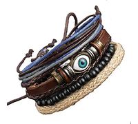 IBOWZ Leather Bracelet Hippie Gifts For Women,Bracelets,Ladies Multi-Layer Leather Wrap-Around Bracelet,Handmade Bohemian Cuff Couple Bracelet Style Wrap-Around Bohemian Bracelet Clasp Bracelet Br