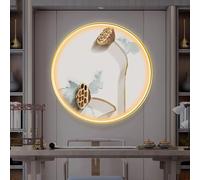 IBOWZ LED Light Decor Wall Art, 3D Art Wall Decor with Light, Traditional Chinese Wall Hanging Painting, 3D Lotus Wall Sculpture Painting Decoration for Home Office Entrance