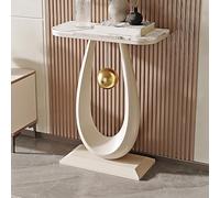 IBOWZ Stone Coffee Tables for Living Room with Crescent Base, Modern Coffee Table with Rock Board Tabletop, Unique Storage Table Small Iron Frame for Dining Room, Home