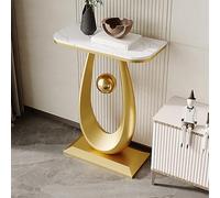 IBOWZ Stone Coffee Tables for Living Room with Crescent Base, Modern Coffee Table with Rock Board Tabletop, Unique Storage Table Small Iron Frame for Dining Room, Home