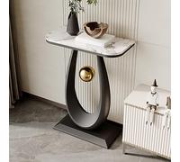 IBOWZ Stone Coffee Tables for Living Room with Crescent Base, Modern Coffee Table with Rock Board Tabletop, Unique Storage Table Small Iron Frame for Dining Room, Home