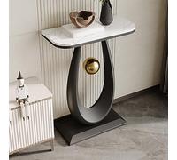 IBOWZ Stone Coffee Tables for Living Room with Crescent Base, Modern Coffee Table with Rock Board Tabletop, Unique Storage Table Small Iron Frame for Dining Room, Home