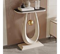 IBOWZ Stone Coffee Tables for Living Room with Crescent Base, Modern Coffee Table with Rock Board Tabletop, Unique Storage Table Small Iron Frame for Dining Room, Home