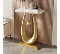 IBOWZ Stone Coffee Tables for Living Room with Crescent Base, Modern Coffee Table with Rock Board Tabletop, Unique Storage Table Small Iron Frame for Dining Room, Home