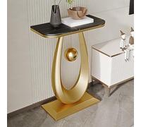 IBOWZ Stone Coffee Tables for Living Room with Crescent Base, Modern Coffee Table with Rock Board Tabletop, Unique Storage Table Small Iron Frame for Dining Room, Home