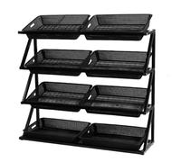 IBOWZ Vegetable rack Commercial Supermarket Fruit Vegetable Shelf Organizer, 43'' tall Retail Store Basket Storage Shelf for Snack Potato Onion Produce, Convenience Store Beveled Mouth Display