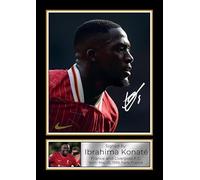 Ibrahima Konaté Liverpool FC & France Signed Autographed Portrait Poster Print - Football Memorabilia Wall Art for Fans & Collectors, A3 Poster + White Frame