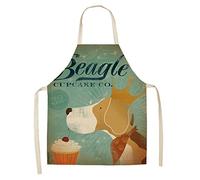 Ibralet Sleeveless Apron, Modern Minimalist Cute Cartoon Dog Pattern Aprons Cotton Linen Easy To Wear Baking Accessory, Without Front Pocket, Adjustable Long Waist Ties Apron For Multi-Purpose