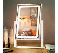 IBRIGHTSO Vanity Mirror with Lights, Lighted Hollywood Makeup Mirror, Touch Dimmable 3 Color Lights, Detachable 10X Magnification Mirror, 360° Rotation(12inches, White)