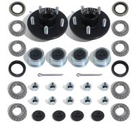 iBroPrat 2 Sets Trailer Hub Kit 5 Bolt 4.5, Trailer Axle Kit for 2000 lb 5 Lug Trailer Hub Fits 1" and 1-1/16" Spindle with Extra Dust Cap and Rubber Plug