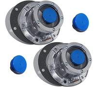 iBroPrat 2pcs 343-4024 Aluminum Hub Cap for Trailer Axle, 3434024 6 Holes Hub Caps with Side Pipe Plugs Gaskets and Extra 2pcs Blue Rubber Plugs