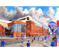 Ibrox Stadium Art Print, Rangers FC 'Going to the Match', A4 Size 29.7 x 21 cm, UV-Stable Giclee Print on 260gsm Paper