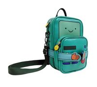 IBSLBMO Cute Cartoon Shoulder Bag with Detachable Bag Set Green PU Water-Resistant, Cute BMO Cartoon Print, Premium Gunmetal Hardware Adventure Trip with Jake,Finn BeeMore Robot