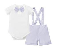 IBTOM CASTLE Baby Girls Cotton Brothers Matching Clothes Rompers Formal Costume Suits Light Blue 6-12 Months