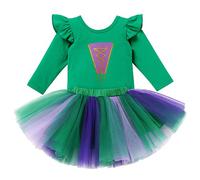 IBTOM CASTLE Baby Girls My First Outfit, Long Sleeve Romper Tutu Skirt Set Sarah Mary Winifred Sanderson Sister Witch Dress Birthday Party Photoshoot Outfit Green 18-24 Months
