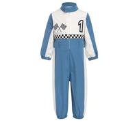 IBTOM CASTLE Baby Race Car Driver : Toddler Boy Girl 1st Birthday Party Outfit Speed Racing Suit Long Sleeve Romper Checkered Jumpsuit for Photo Shoot Blue-1 9-12 Months