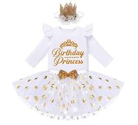 IBTOM CASTLE Cake Smash Outfit 1st 2nd 3th 4th 5th 6th Birthday Girl,Toddler Princess Party Birthday Dress Long Sleeve Tops+Tulle Tutu Skirt+Flower Headband 3pcs Set White-Long Sleeve 3-4 Years