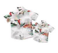 IBTOM CASTLE Daddy and Me Matching Outfits Father and Son Matching Shirts Top Boys Boho Floral Print Summer Beach Hawaiian Vacation Outfit White-Tropical-Flower L