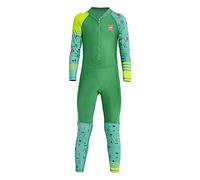 IBTOM CASTLE Girls Boys Rashguard One Piece Swimsuit Long Sleeve Summer UV Sun Protection Swimwear Toddler Infant Zipper UV Sunsafe Bathing Suit Beachwear Surfing Outfits Wetsuit Green 3-4 Years