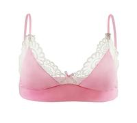IBTOM CASTLE Men Sissy Floral Lace Bra Bikini Top + Panties Underwear 2Pcs Sleepwear Crossdressing Lingerie Sets Pink White-Bra L