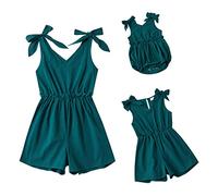 IBTOM CASTLE Mommy and Me Dress Girl Boho Summer Beach Casual Jumpsuit Romper Floral V Neck Jumpsuit Mom Daughter Family Matching Outfit Green 2 Years
