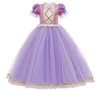 IBTOM CASTLE Princess Rapunzel Costume Short Sleeves Dress Up Cosplay Halloween Christmas Birthday Dress Fancy Dress Kids Dressing Tulle Beauty Costume Carnival Party Outfit Purple(1pc) 4-5 Years