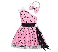 IBTOM CASTLE Stone Age Costume for Girls Kids Caveman Costume Princess Tutu Dress with Headband Prehistoric Cavegirl Fancy Dress Up Halloween Carnival 1st Birthday Outfit Pink 12-18 Months