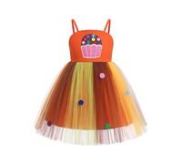 IBTOM CASTLE Sweet Tutu Dress for Girls: Cute Dessert and Snack Themed Sweetheart Costumes - Ice Cream & Popcorn & Cake Dresses for Birthday Halloween Theme Party Orange 11-12Y
