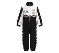IBTOM CASTLE Toddler Boys Girls 2nd Birthday Outfits: Race Car Driver Long Sleeve Romper Racer Jumpsuit Cake Smash Party Supplies Black-Two 18-24 Months