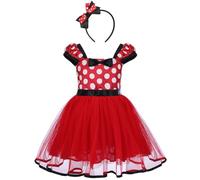 IBTOM CASTLE Toddler Girls Polka Dots Princess Party Fancy Costumes Wedding Christening Birthday Flower Tutu Dress Up Baby Kids Bowknot Dancing Dresses Red (02) 3-4 Years