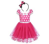 IBTOM CASTLE Toddler Girls Polka Dots Princess Party Fancy Costumes Wedding Christening Birthday Flower Tutu Dress Up Baby Kids Bowknot Dancing Dresses Rose (02) 12-18 Months