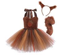 IBTOM Castle Woodland Creatures Animal Zoo Camping Themed Party Favors Supplies for Girls Fairy Pine Cones Clothes with Headband Tails Squirrel 7-8 Years