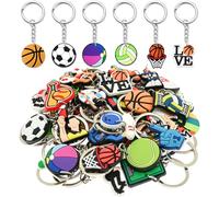 Ibuclein Sports Keychains Bulk Cute Keychain Charms Ball Backpack Keychains Charms for Girls PVC Key Ring Prize for Classroom, 30pcs