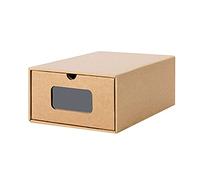 IBUGER Shoe Storage Bins - Kraft Paper Shoe Holder Containers | Front Opening Shoe Drawer Storage Boxes, Stackable Shoe Holder Organizer for Closet